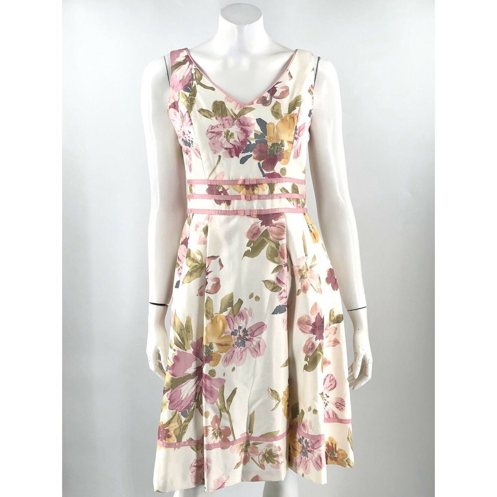 Dressbarn Dress Sz 6 Pink White Floral Fit & Flare
